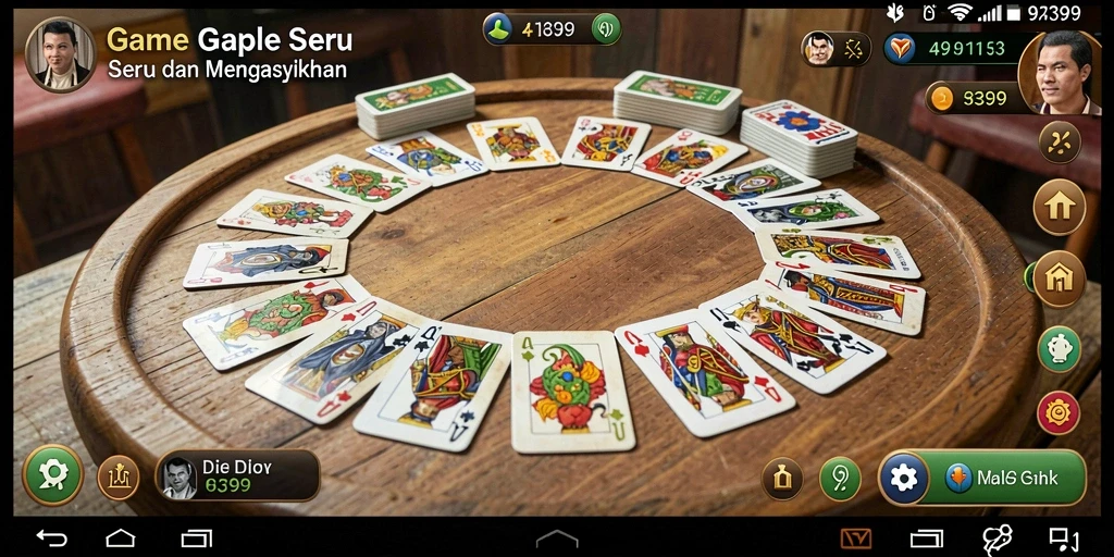 Tampilan utama gameplay Gaple di 9399 yang menyenangkan.