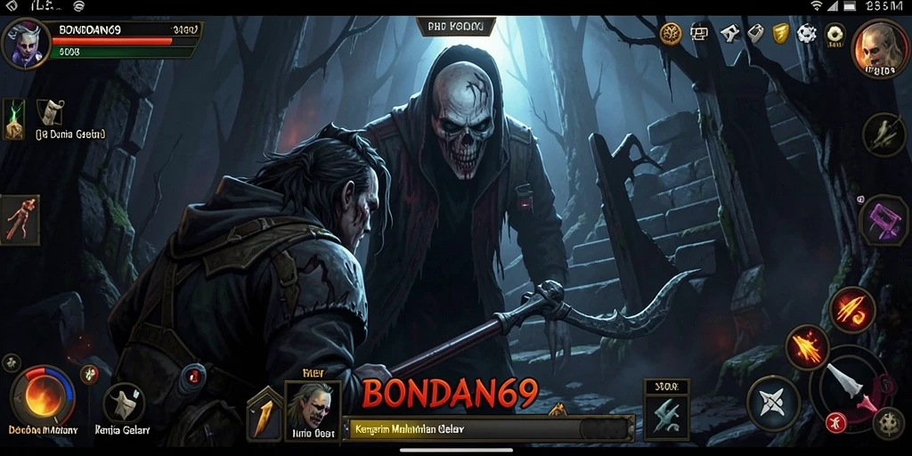 Tampilan gameplay menegangkan di dalam dunia gelap.