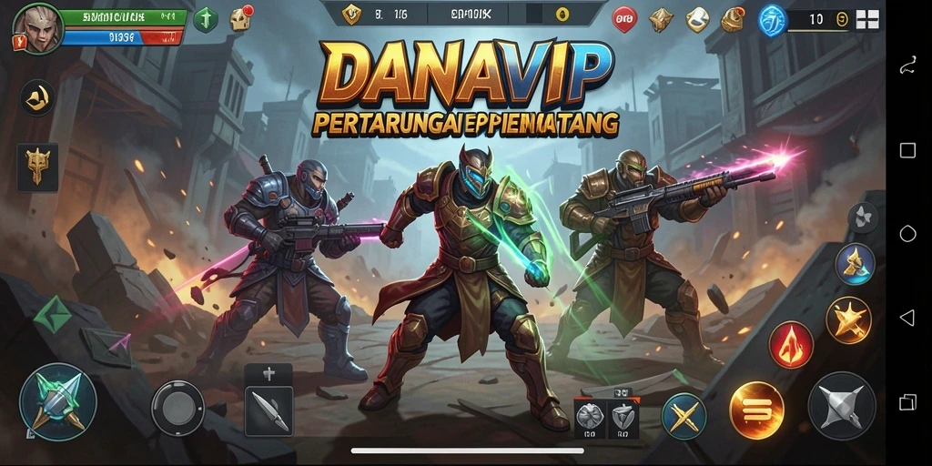 Tampilan gameplay seru DANAVIP dengan aksi pertarungan yang mendebarkan.