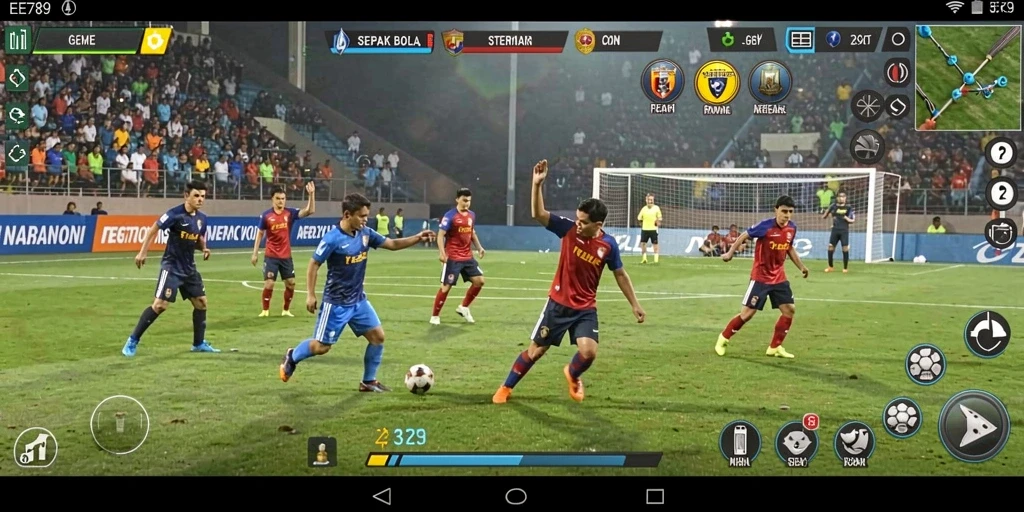 Tampilan gameplay seru di lapangan sepak bola EE789.