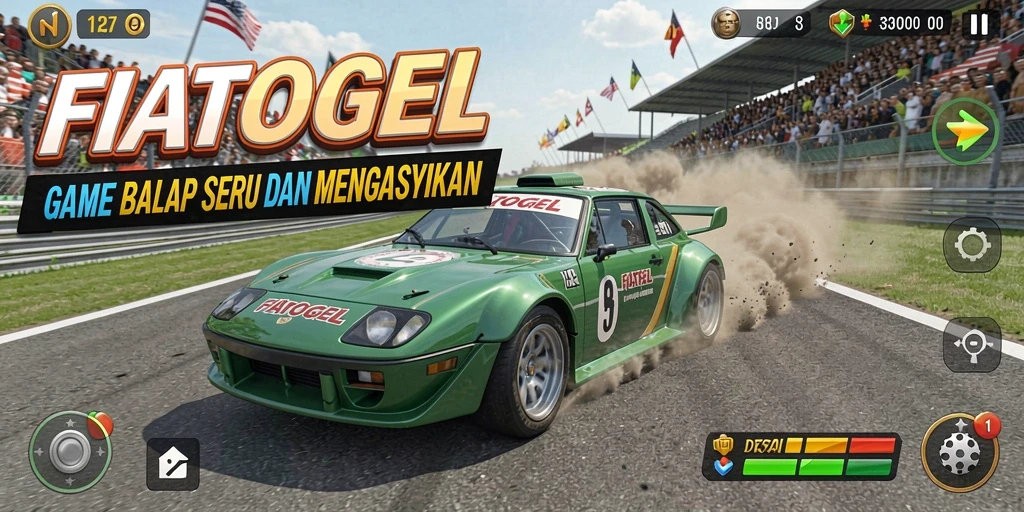 Tangkapan layar game FIATOGEL menampilkan aksi balapan yang mendebarkan.