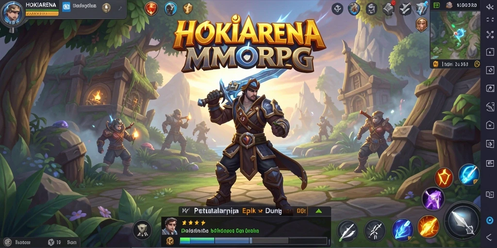 Screenshot utama HOKIARENA menunjukkan aksi epik dalam gameplay MMORPG.