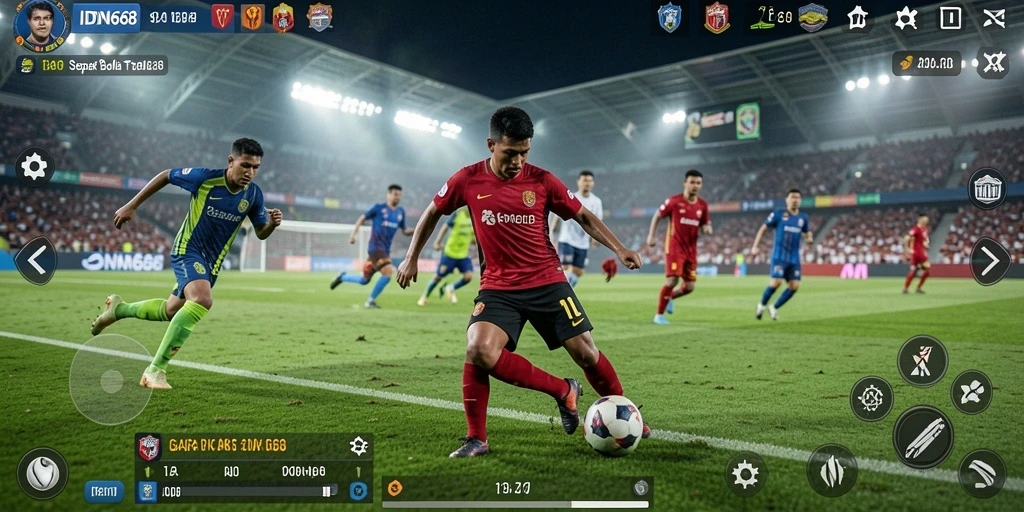 Gameplay IDN668 yang penuh aksi dan strategi sepak bola.