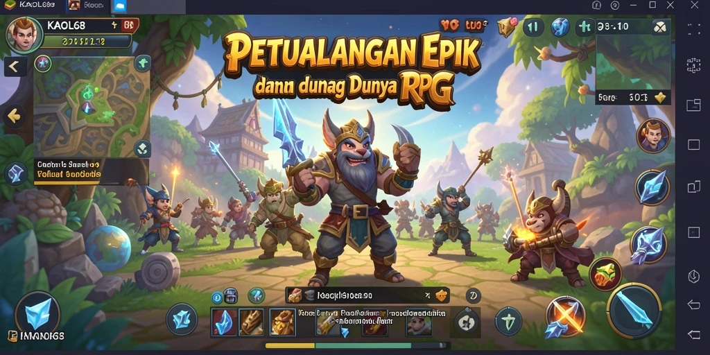 Screenshot KAOL68 menampilkan aksi RPG yang epik dan penuh warna.