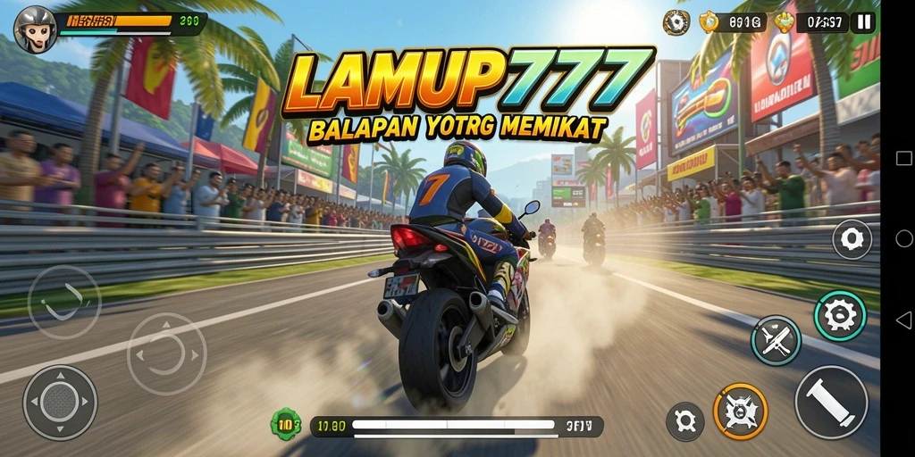 Gameplay LAMPU777 dengan balapan motor yang adrenaline-pumping.