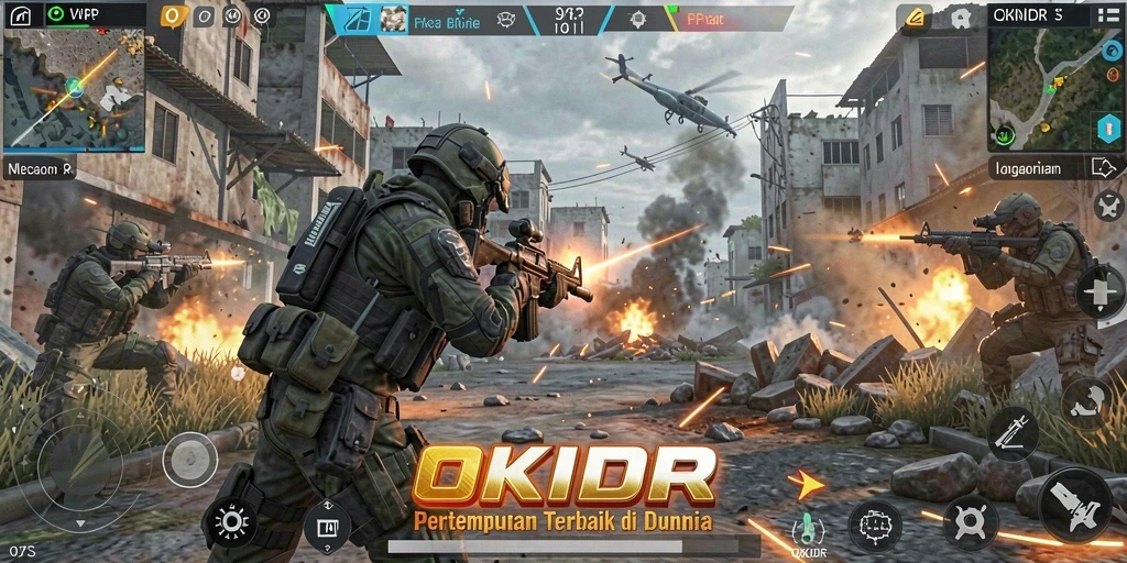 Screenshot gameplay <strong>OKIDR</strong> menampilkan aksi tembak-menembak yang mendebarkan.