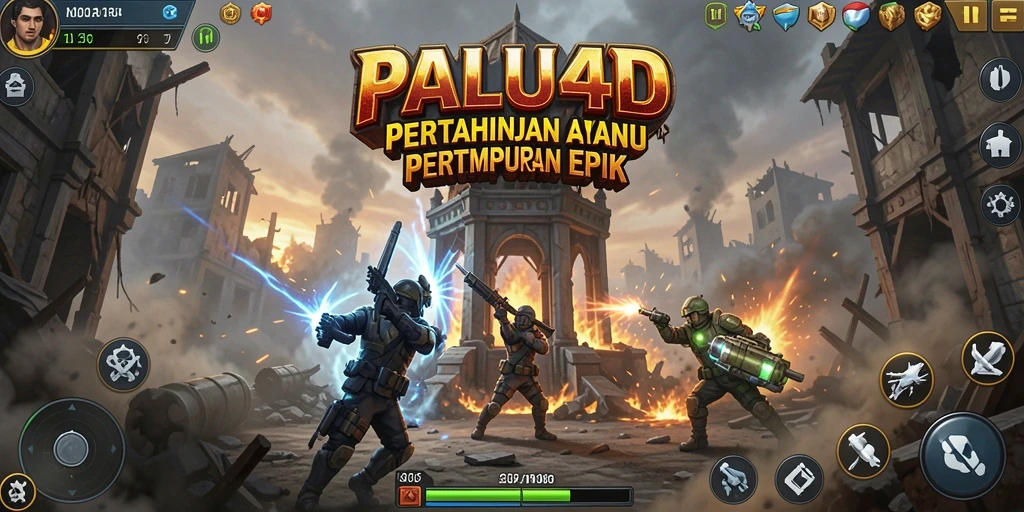Tangkapan layar gameplay PALU4D menunjukkan pertarungan menara yang intens.