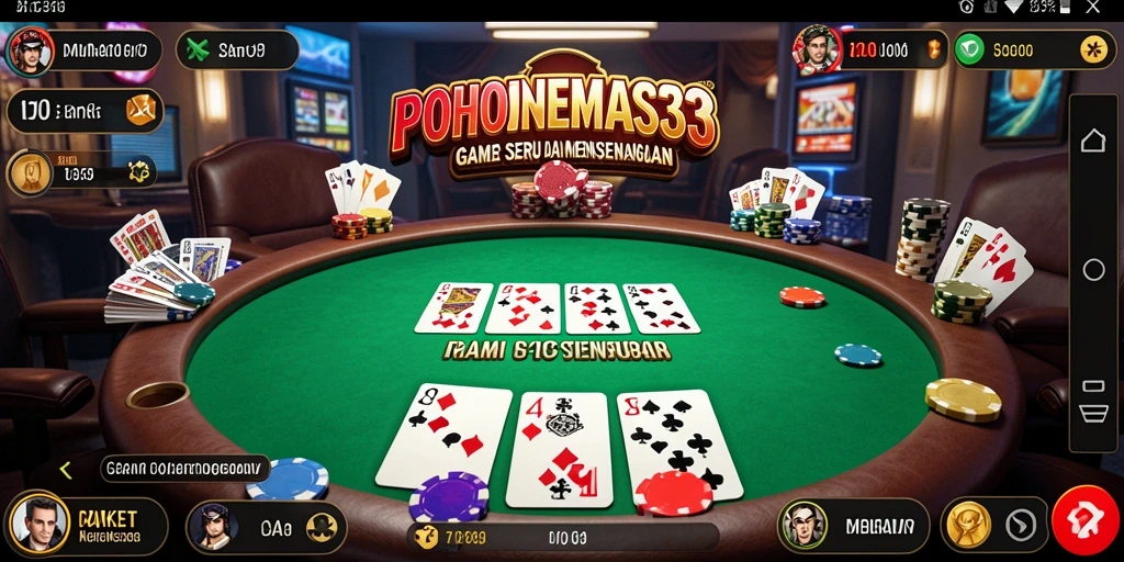 Screenshot gameplay POHONEMAS33 menampilkan pemain yang penuh fokus saat bermain poker.
