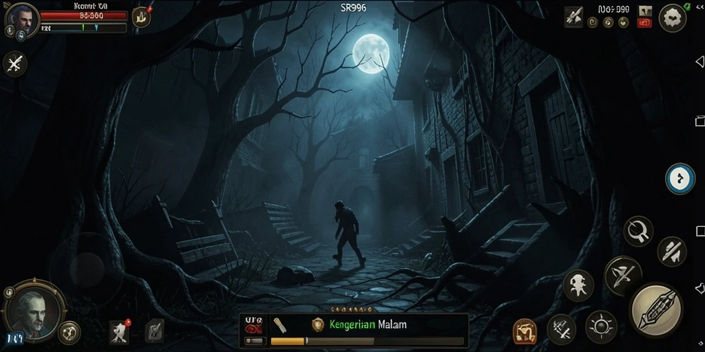 Tampilan gameplay menegangkan SR996 saat menjelajahi lokasi angker.