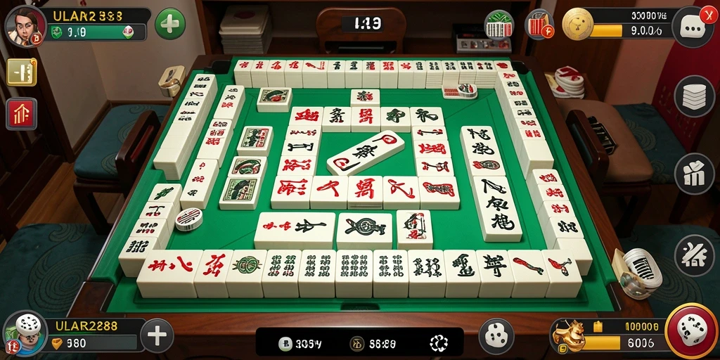 Screenshot gameplay ULAR288 menampilkan aksi seru permainan Mahjong.
